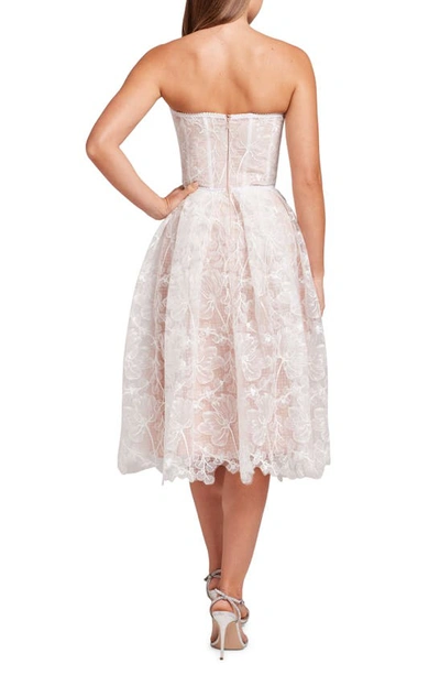 Shop Nadine Merabi Olivia Strapless Lace Dress In White
