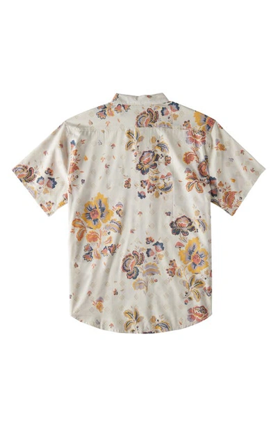 Shop Billabong Sundays Print Short Sleeve Button-up Shirt In Taupe