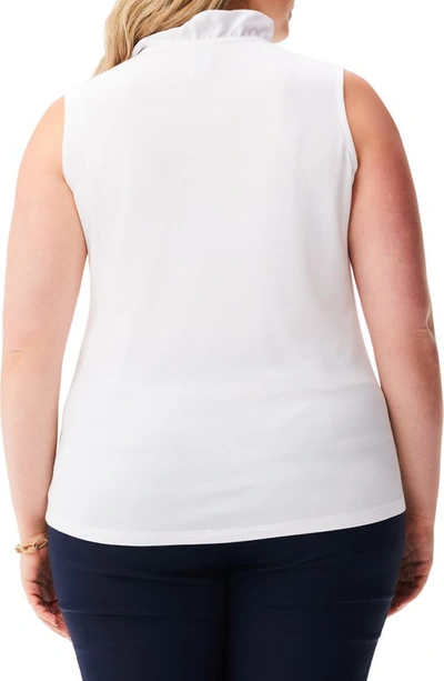 Nic + Zoe Ruffle Around Mixed Media Sleeveless Top In Paper White