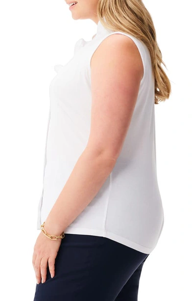 Nic + Zoe Ruffle Around Mixed Media Sleeveless Top In Paper White