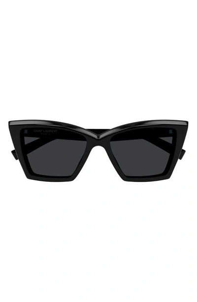 Shop Saint Laurent 54mm Cat Eye Sunglasses In Black