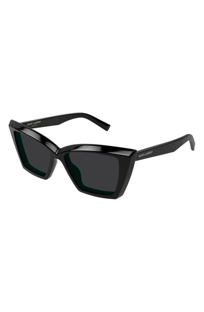Shop Saint Laurent 54mm Cat Eye Sunglasses In Black
