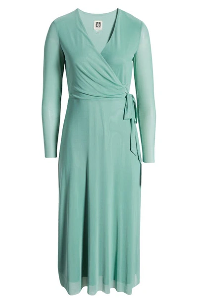 Shop Anne Klein Long Sleeve Midi Wrap Dress In New Meadow