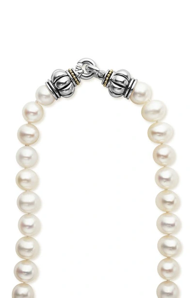 Lagos Luna Freshwater Pearl Necklace In Silver