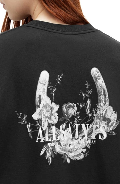 Shop Allsaints Fortuna Boyfriend Organic Cotton Graphic T-shirt In Black