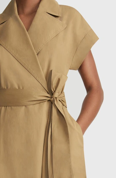 Shop Lafayette 148 New York Belted Organic Cotton Poplin Wrap Dress In Cadet Khaki