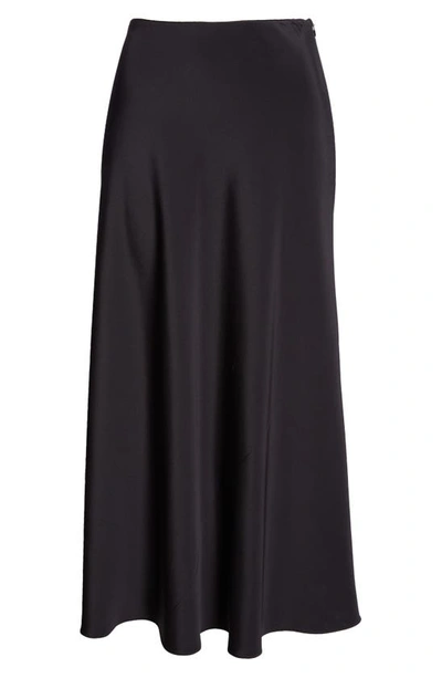 Shop Lafayette 148 Bias Cut Silk Stretch Crêpe De Chine Skirt In Black