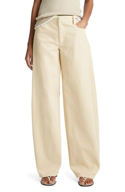 Shop Vince Washed Cotton Twill Wide Leg Pants In Haystack