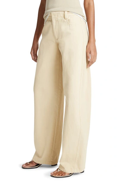 Shop Vince Washed Cotton Twill Wide Leg Pants In Haystack
