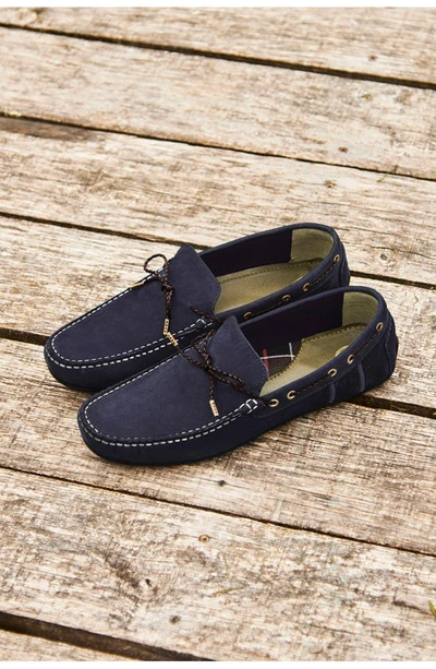 Shop Barbour Jenson Driving Shoe In Navy Suede
