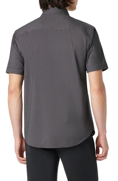Bugatchi Miles Ooohcotton® Pin Dot Short Sleeve Button-up Shirt In Black