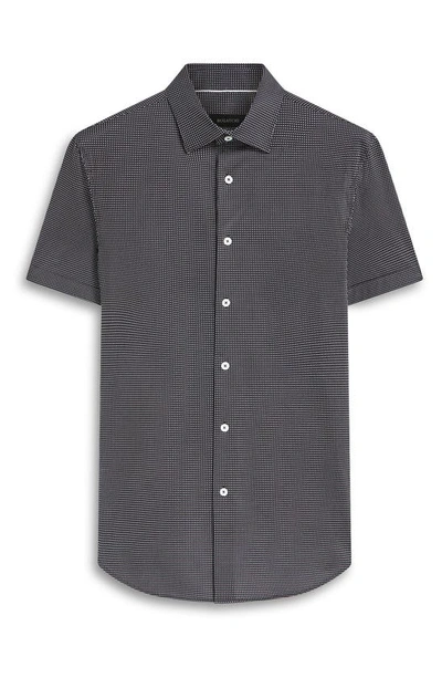 Bugatchi Miles Ooohcotton® Pin Dot Short Sleeve Button-up Shirt In Black