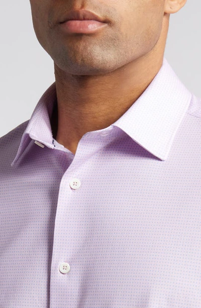 Shop Bugatchi Miles Ooohcotton® Pin Dot Short Sleeve Button-up Shirt In Pink