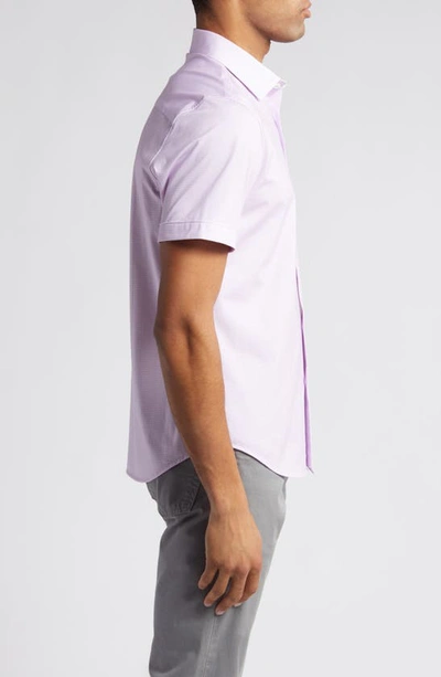 Shop Bugatchi Miles Ooohcotton® Pin Dot Short Sleeve Button-up Shirt In Pink