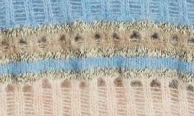 Shop Frame Mixed Stitch Crewneck Sweater In Light Blue Multi