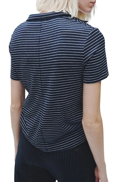 Shop Rag & Bone Stripe Polo Shirt In Navystrp