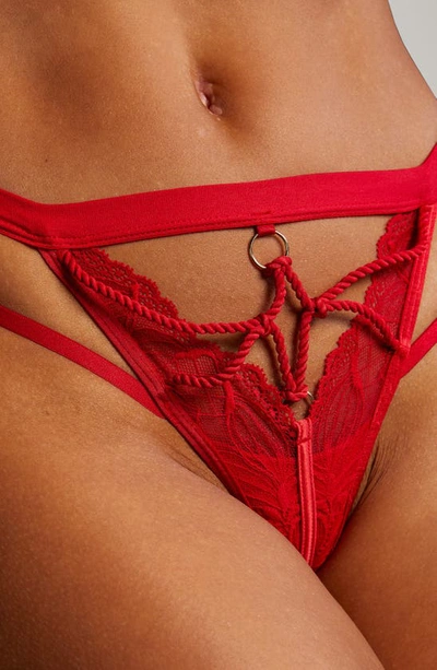 Shop Hunkemoller Bellini Rope Trim Lace G-string In Tango Red