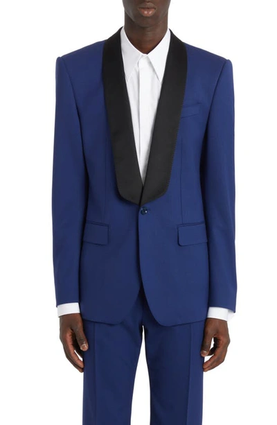 Shop Dolce & Gabbana Sicilia Fit Stretch Wool Blend Tuxedo Jacket In Blue Cina