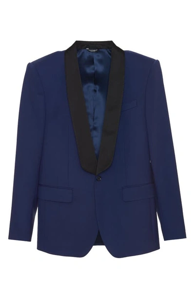 Shop Dolce & Gabbana Dolce&gabbana Sicilia Fit Stretch Wool Blend Tuxedo Jacket In Blue Cina