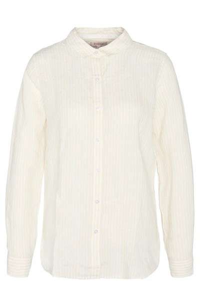 Shop Barbour Marine Stripe Linen Shirt In Lemonade