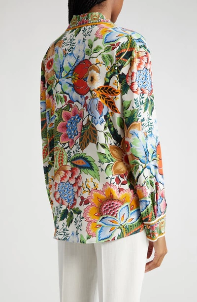 Shop Etro Floral Silk Button-up Shirt In Print On White Base