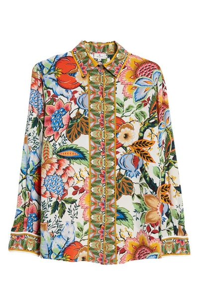 Shop Etro Floral Silk Button-up Shirt In Print On White Base
