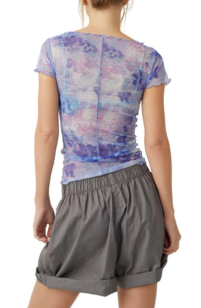 Shop Free People Print On The Dot Floral Mesh Top In Spring Rain Combo