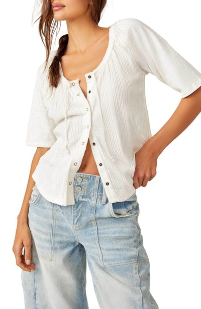 Shop Free People Daisy Snap-up Top In Optic White