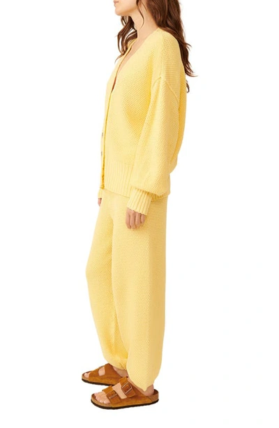 Shop Free People Hailee Waffle Stitch Cardigan & Pants In Yellow Tansy