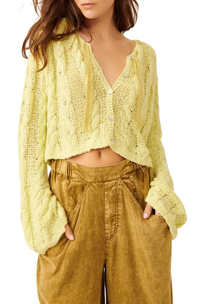 Shop Free People Robyn Cotton Blend Crop Cardigan In Bamboo Shoot