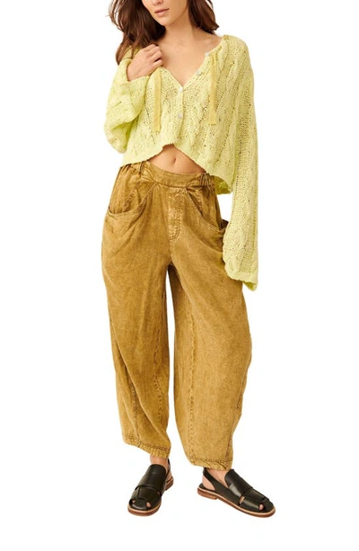 Shop Free People Robyn Cotton Blend Crop Cardigan In Bamboo Shoot
