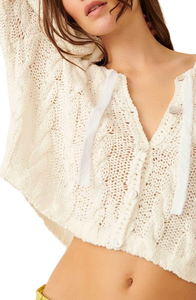 Shop Free People Robyn Cotton Blend Crop Cardigan In Bright White