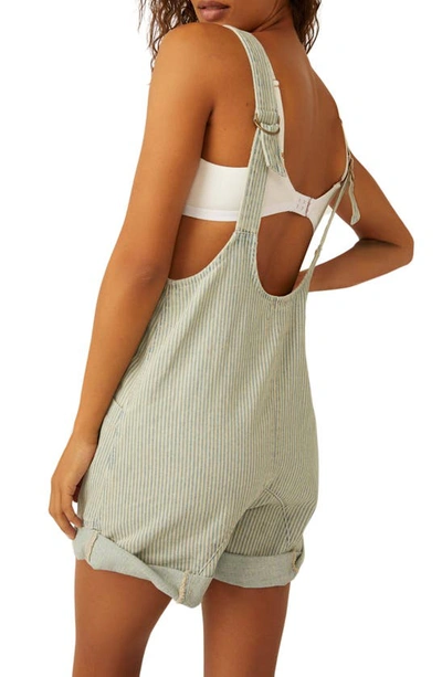 Shop Free People High Roller Railroad Stripe Cotton Short Overalls In Pillow Talk Stripe