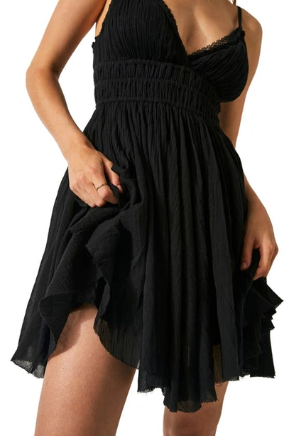 Shop Free People Delia Asymmetric Raw Hem Cotton Dress In Black