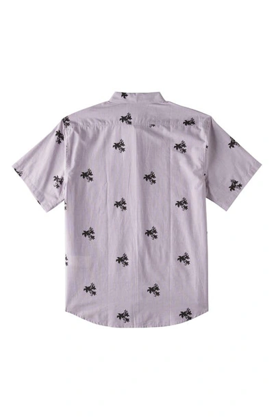 Shop Billabong Sundays Mini Print Short Sleeve Cotton Button-up Shirt In Plum