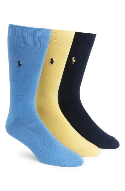 Shop Polo Ralph Lauren Assorted 3-pack Supersoft Socks In Blue