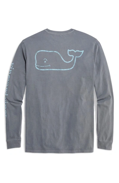 Shop Vineyard Vines Vintage Whale Pocket Long Sleeve Cotton Graphic T-shirt In Gray Harbor