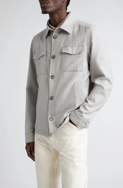Shop Herno Rain System Water Resistant Cotton, Cashmere & Silk Shirt Jacket In Grey
