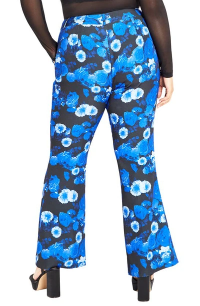 Shop City Chic Kiara Floral Print Flare Pants In Moonlit