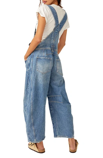 Shop Free People Good Luck Denim Overalls In Ultra Light Beam