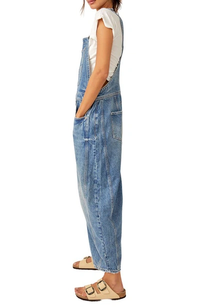 Shop Free People Good Luck Denim Overalls In Ultra Light Beam