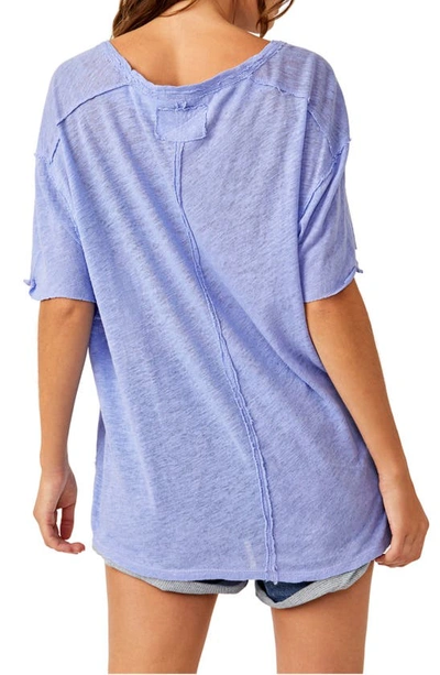Shop Free People All I Need Linen & Cotton T-shirt In Blue Heron