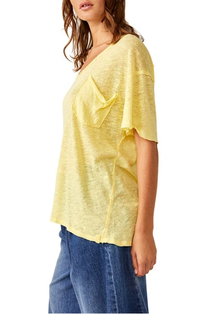 Shop Free People All I Need Linen & Cotton T-shirt In Yellow Tansy