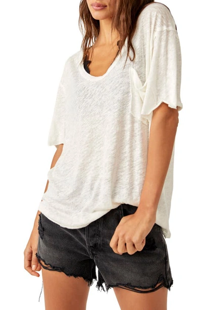 Shop Free People All I Need Linen & Cotton T-shirt In Ivory