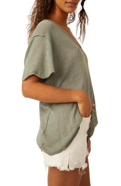 Shop Free People All I Need Linen & Cotton T-shirt In Dried Basil