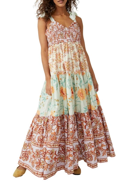 Free People Bluebell Mixed Print Cotton Maxi Dress In Lilac Combo