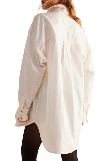 Shop Free People Freddie Oversize Cotton Button-up Shirt In Optic White