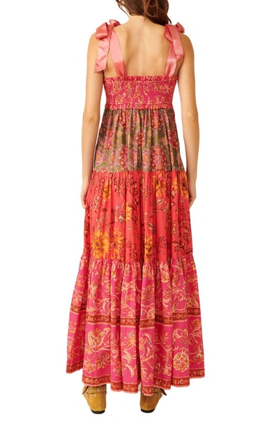 Shop Free People Bluebell Mixed Print Cotton Maxi Dress In Magenta Combo