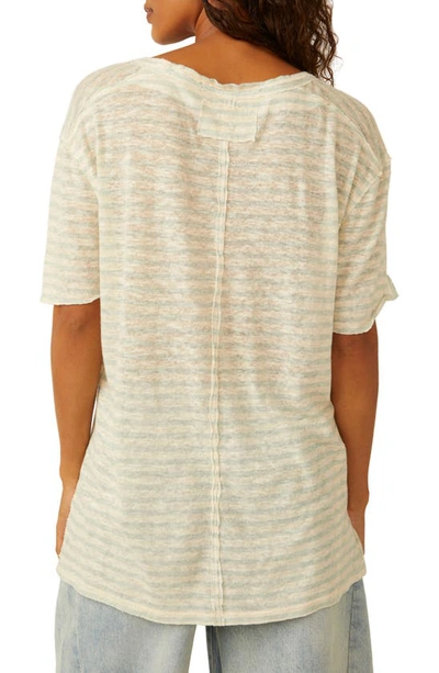 Shop Free People All I Need Stripe Linen & Cotton T-shirt In Mineral Sea Combo