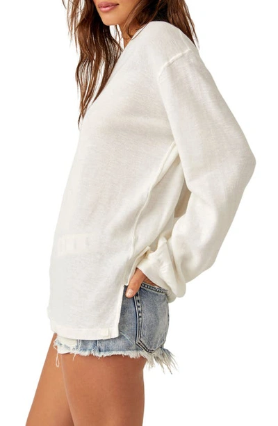 Shop Free People Soul Song Long Sleeve Cotton Blend Top In Ivory